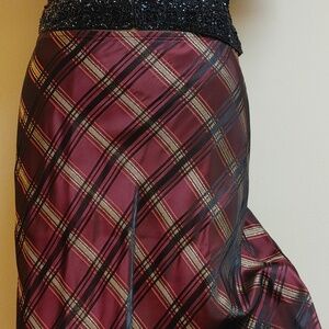 VTG JS Boutique Taffeta Plaid Maxi Skirt Size 4/6
